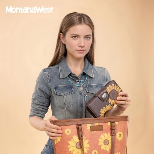 Montana West Women's Wallets Western Sunflower Wallet Women Large Capacity Credit Card Wallet Ladies Female Bifold Clutch Wallets with ID Window and Coin Purse - Image 4