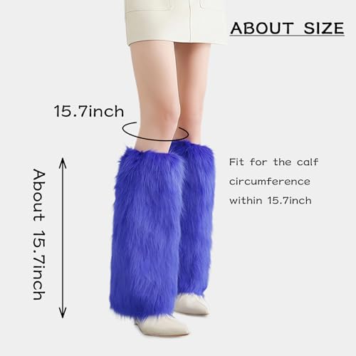 Image of Peecabe Winter Women Faux Fur Fluffy Leg Warmers Fuzzy Long Boot Covers Furry For Christmas