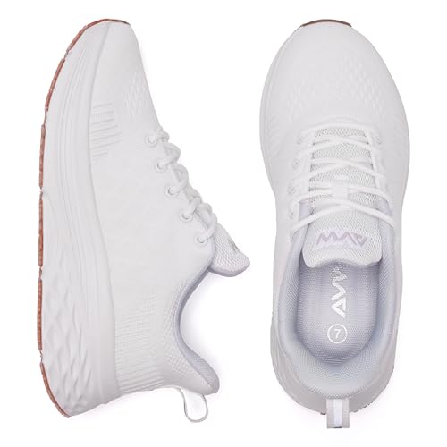Image of AVW Womens Non Slip Work Shoes Water Resistant Walking Sneakers Food Service Chef Kitchen Shoes
