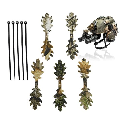 ヘルメット用カモフラージュリーフストリップ | 5枚セットのハンティング用隠蔽カモフラージュストリップ | 携帯可能なアウトドアギアゲーム愛好家のための挑戦試合フィールド演習 | ワイルドネスでの使用に最適