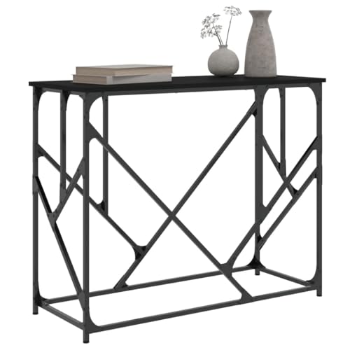 Mesa consola negra de madera y metal de 100x40x80 cm para el pasillo de casa 4