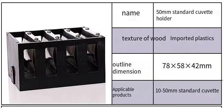 Soporte for cubetas de vidrio de 50 mm - Estante de cuatro posiciones for uso en laboratorio, estante fijo de plástico negro