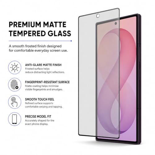 Image of FIRST MART Matte Anti-Glare Tempered Glass for Samsung Galaxy Z Fold 8 ultra With Installation Kit | Military-Grade Gaming Screen Protector & Cable Guard | Edge to Edge Coverage | Black