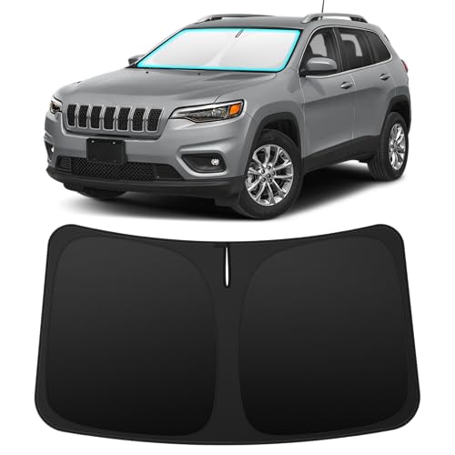 Image of INSAUTO Custom Fit Windshield Sun Shade for Jeep Cherokee 2014-2023 | Foldable Front Window Sunshade Car Accessories, UV & Heat Reflector, Keeps Interior Cool, Includes Storage Bag