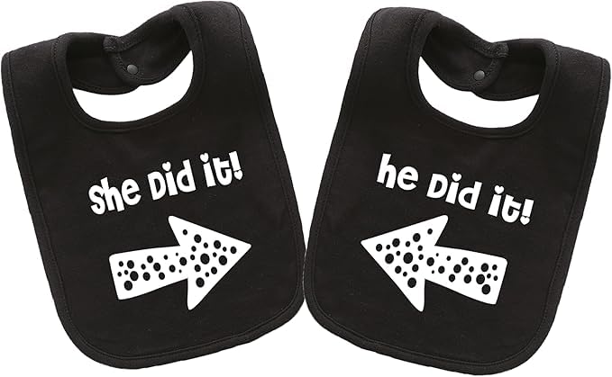 culbutomind Baby Twins Bibs He/She Did It Newborn Baby Toddler Cute Unisex Bibs Infant Twin Outfits(black)