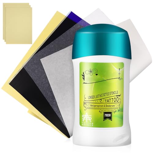 Image of Healeved 1set Tattoo Transfer Gel Cream Kit with Transfer Papers Complete Tattoo Supplies for Beginners Antiperspirant for Stencil Transfers Temporary Tattoo Accessories