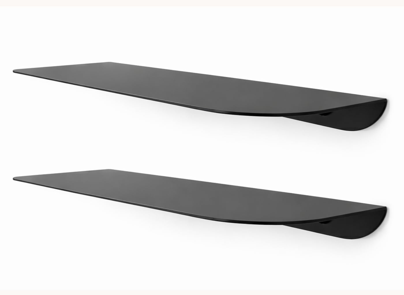 Audace Orizzonte – Set of 2 Floating Shelves in Matt Black Steel, 45cm | Wall Shelves for Bathroom, Living Room, Bedroom | 10kg Each | Made in Italy