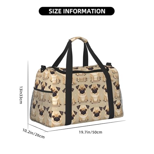Cute Chihuahua Pug Pattern Print Foldable Carry On Tote Large Capacity Hand Carry Bag for Airplane Weekend Getaways4