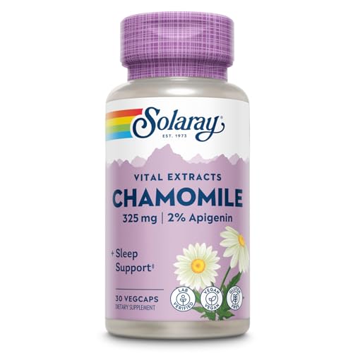SOLARAY Chamomile Extract 325 mg - Traditional Herbal Support - Standardized to 2% Apigenin an Antioxidant and Flavonoid - Vegan Gluten Free Made Without Soy 60-Day Guarantee 30 Serv 30 VegCaps