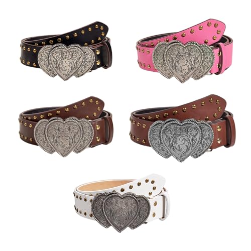 Waist Belt Engraved Heart For Cowboy Cowgirl With Metal Buckle Vintage Belt Hot Girl WaistChain Wide Oversize Belt Punk3