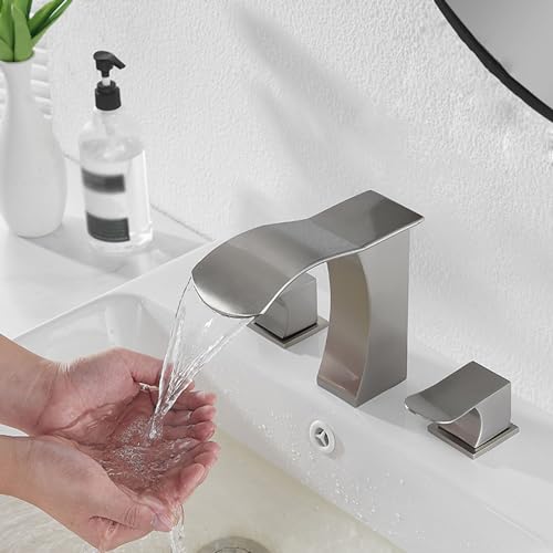 Robinet cascade 2 poignées pour lavabo 3 trous évitant les éclaboussures - 2