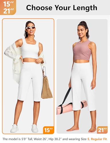 Image of ISEEGZ 15 inch / 18 inch / 21 inch / 25 inch Capri Pants for Women High Waist with Pockets Women's Capris Workout Yoga Pants Loose Straight Leg