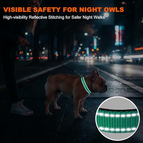 Image of Taglory Reflective Dog Collar for Medium Dogs, Soft and Safe for Daily Walk