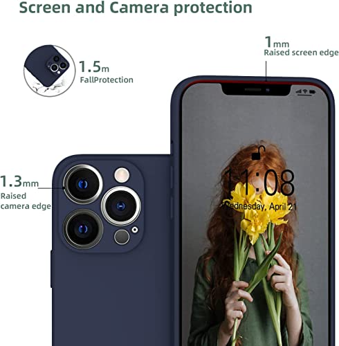 Image of DIZORO Square Candy Liquid Silicone iPhone Case Cover Compatible for iPhone 13 Pro Max, All Cube Series with Microfiber Lining Compatible iPhone 13 Pro Max (6.7 inch) - Dark Blue