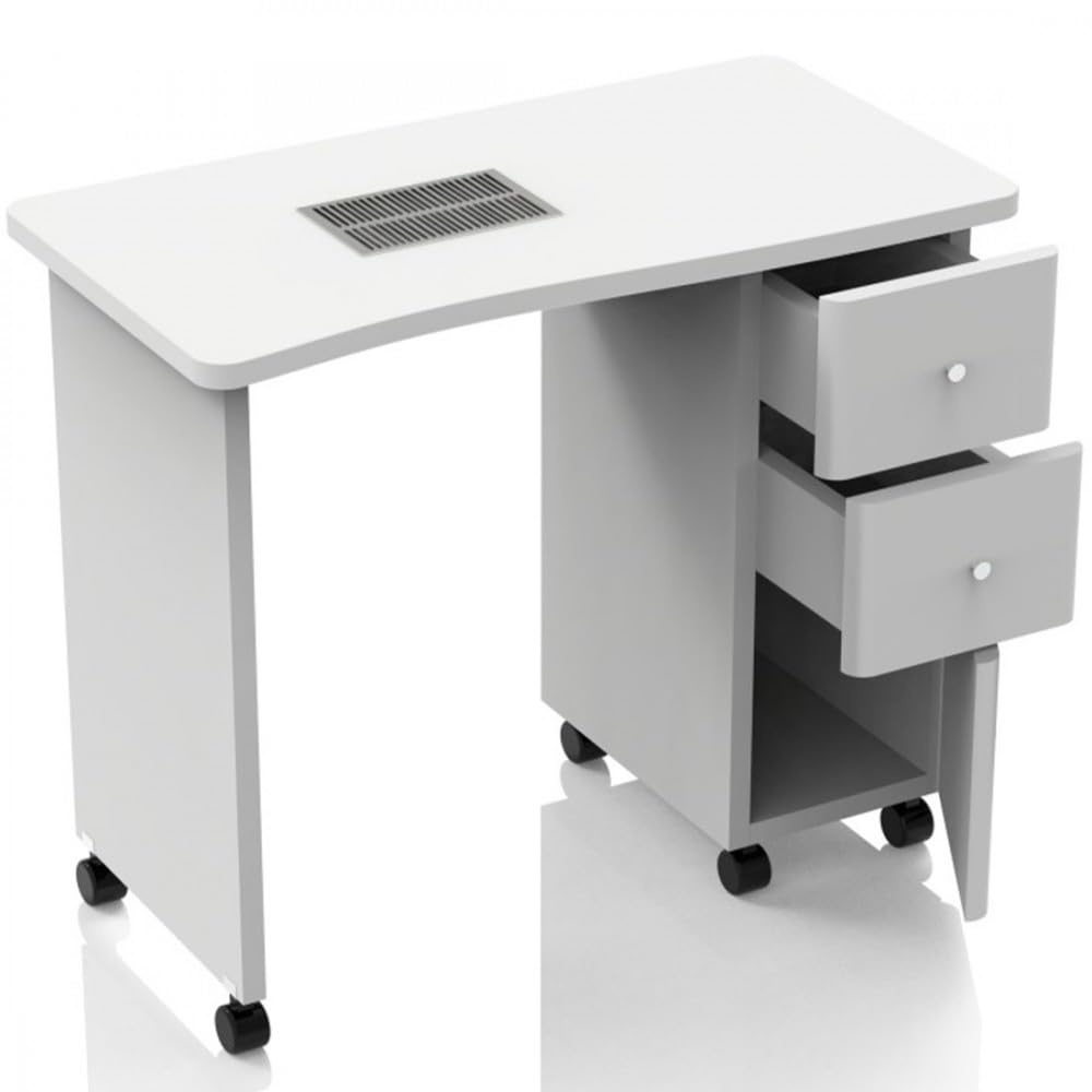 Tavolo per Ricostruzione Unghie con Aspiratore Polvere e Cuscino Poggiamani 91x41x76 cm
