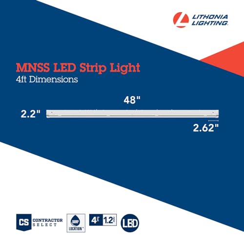 Image of Lithonia Lighting 1 Light LED Strip Light, 4 Foot Linear LED Ceiling Lighting Fixture, 5500 Lumens, 4000K, Dimmable, MVOLT, for Garage, Closet, Utility Room (MNSS L48 5500LM MVOLT GZ10 40K G1)