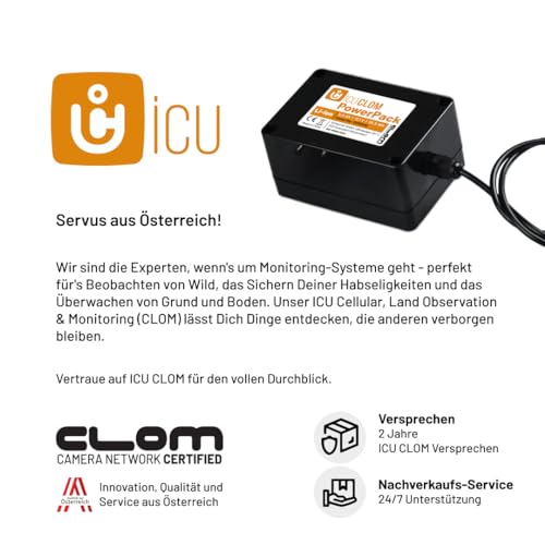 icuserver ICU Powerpack 5.0 Ah - Super Li-Ion Akku, 4-5x Langlebiger, Universal Netzteil, Kompatibel mit Allen Wildkameras mit 12 Volt und DC4017 oder DC5521 Anschluss