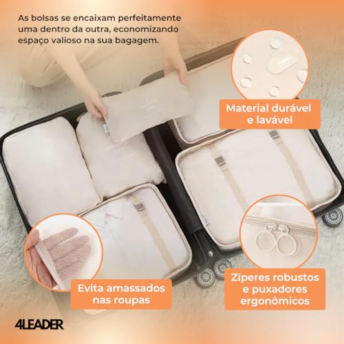 Organizador de Malas: Kit Completo de Organização de Viagem - Ideal para Mala de Viagem - Inclui Sac