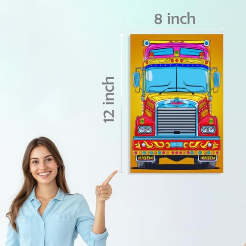Image of SiddArtify Vibrant Truck Art Print Set - 300GSM Board - 8x12 Inch - Pack of 6 Wall Room Decoration art Poster Prints