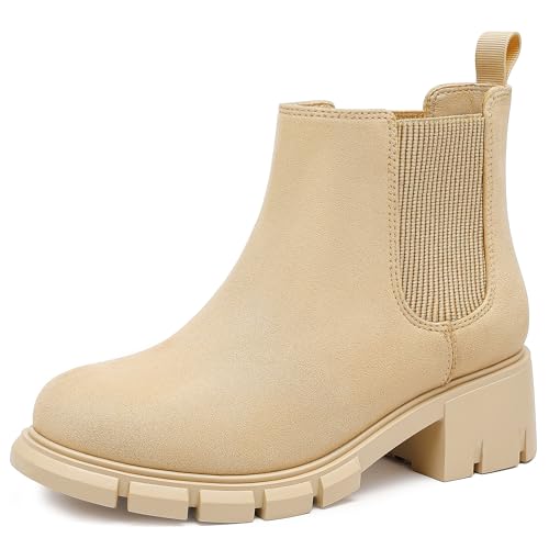 Image of Dufannie Girls Ankle Boots Kids Chelsea Booties Slip on Lug Sole Low Heel Fall Boot for Little Big Kid