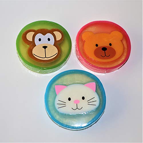 Gifts and Beads Three Round Animals faces Glycerin Soaps 3.5 oz. each