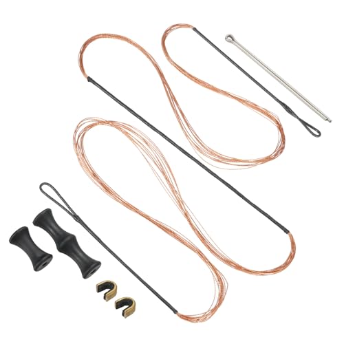 PATIKIL 140cm Bow String Replacement, Archery Bowstrings Accessories 12 Strands Bowstring with Finger Guard & 2 Brass Nock Points for Traditional Recurve Longbow, Black-Orange