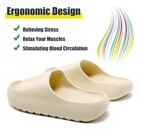 Men Women Kids Cloud Cushion Slides EVA Pillow Slippers Cute Slides Non-Slip Shower Shoes Sandals Open Toe for Bathroom House Spa Gym Home Soft Comfy - Image 4