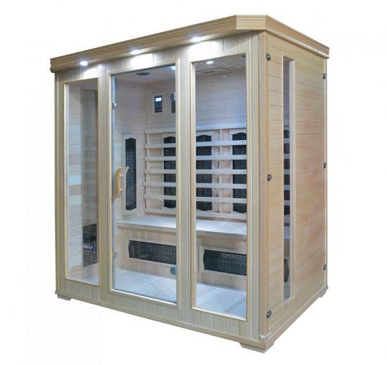 BagnoItalia Sauna à infrarouge 175 x 135 cm en bois hemlock 4 places chromothérapie parfum radio I