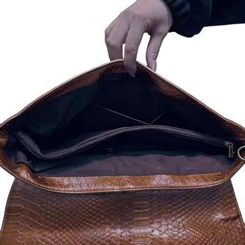Image of Women Classic Crocodile Pattern Faux Leather Clutch Purse Oversized Female Shoulder Bag Messenger Handbag