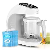 TCBunny Baby Food Maker Processor | 7 in 1 Meal Station with Steam Cooker, Blender, Chopper, Defroster, Reheater, Disinfector, Auto Cleaning Function, 20 Oz Tritan Stirring Cup, White