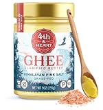 4th & Heart Himalayan Pink Salt Grass-Fed Ghee, Clarified Butter, Keto Pasture Raised, Non-GMO, Lactose and Casein Free, Certified Paleo (9 Ounces)