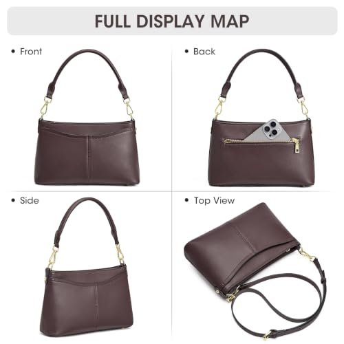Image of Kattee Genuine Leather Crossbody Bags for Women Small Shoulder Purse Handbags with 2 Detachable Straps 6 Card Slots