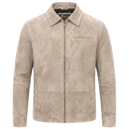 Image of Men's Suede Shirt Zipper Jacket Full Zip Casual Vintage Jackets Suede Leather Jackets for Mens