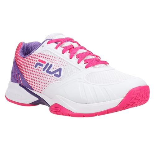 Fila Women’s Volley Zone Pickleball Shoes (White/Pink Glo/Electric Purple) 6 US2