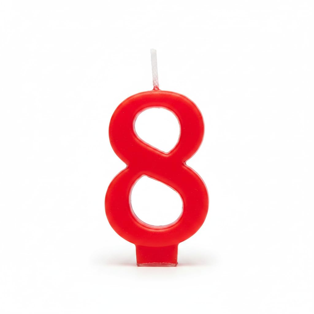 Candelina di Compleanno Rossa, 10 cm, per Torte e Dolci (8)