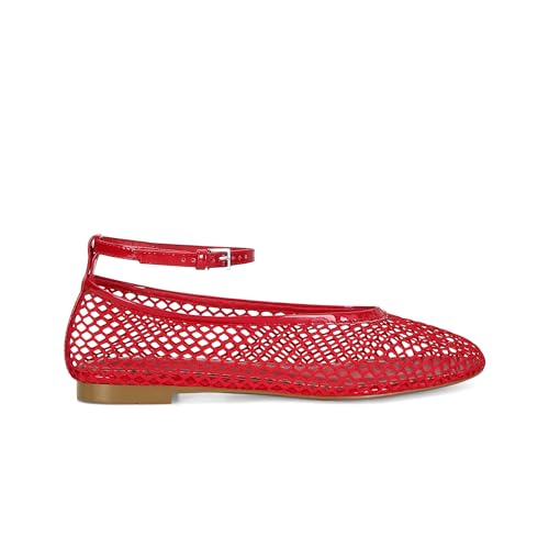 Image of Wnshonzy Mesh Ballet Flats for Women Round Toe Buckle Strap Fishnet Mary Jane Flats Comfy Casual Office Womens Summer Flats Shoes