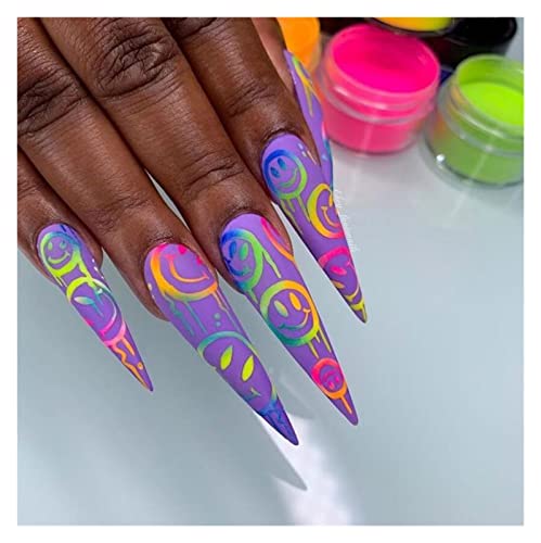 COLEÇÃO DE PÓ COLORIDO NEON ACRÍLICO - 1 oz.Tamanho 30g de unhas em pó acrílico 12 cores em pó acríl