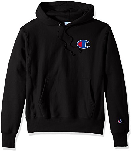 Champion Men's Reverse Weave Pullover, Big Left Chest C, Black-Y06147, X-Large