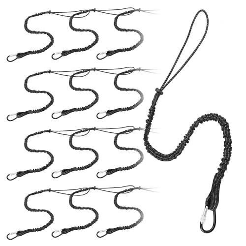 Image of 12 Pack Black Tool Lanyards for Hand Tools, Lanyard Safety Tool Leash, Retractable Tool Lanyard with Buckle and Adjustable Loop End,Maximum Weight Limit 9 kg / 19.4 lb