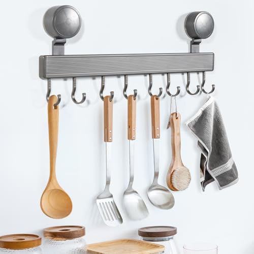 RWSRW Hakenleiste Mit Saugnapf - 40cm Aluminium-Hakenleiste Ohne Bohren