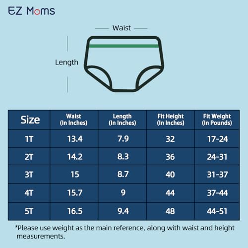 EZ Moms 6 Packs Absorption Toddler Potty Training Underwear for Boys 100% Cotton Toilet Training Pants 4T-5T Boys Leakproof Reusable Kid Confident Toddler Panties Pee Pants with Potty Sticker Chart - Thumbnail 6