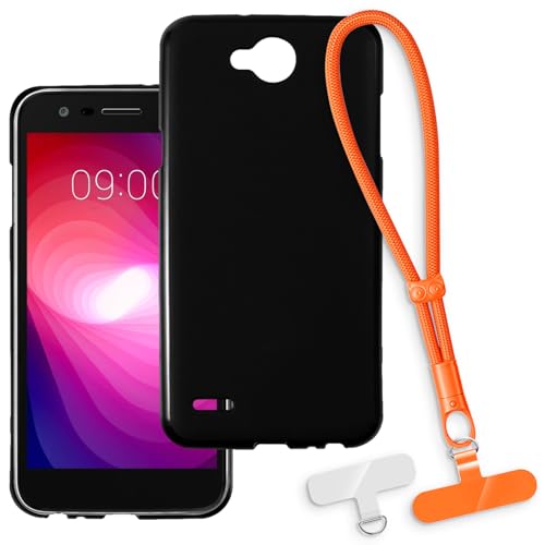 OAGELIM Case and Wrist Strap for LG X Power 2 - Black+Orange