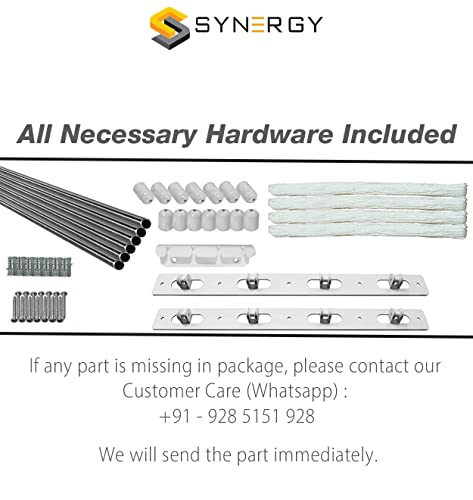 Image of Synergy - 4 Pipes x 8 Feet - Heavy Duty - Stainless Steel Ceiling Cloth Dryer for Balcony | Cloth Drying Rope with Pulley | Cloth Hanging Stand | Clothes Drying Stand Wall Mounted - (SY-CL5-4P)