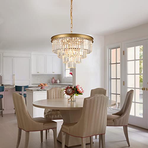Image of Modern Gold Crystal Chandelier 24 inchLiving Room Chandeliers Light Fixture