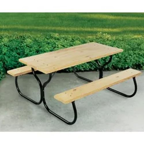 Jack Post Fiesta Charm 6 Person Outdoor Custom Do It Yourself Powder Coated Tubular Steel Frame for Long Wooden Picnic Table, Black