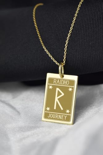 Collier pendentif Raidho rectangulaire, un bijou en argent 925 durable qui ne ternit pas - 3