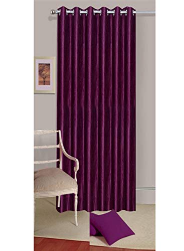 Image of Polyester Eyelet Long Door Curtain, Solid Plain Light Filtering Curtain for Bedroom, Living Room & Home Office, 9 Feet (108 x 48 Inch), Wine, Pack of 1