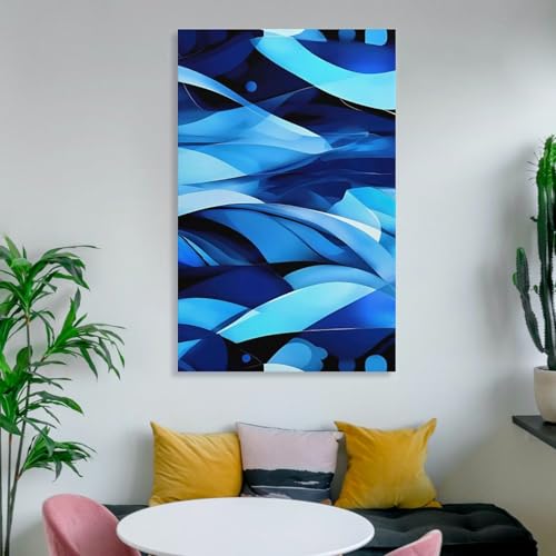 Affiche bleue abstraite moderne impression sur toile déco murale salon - 6