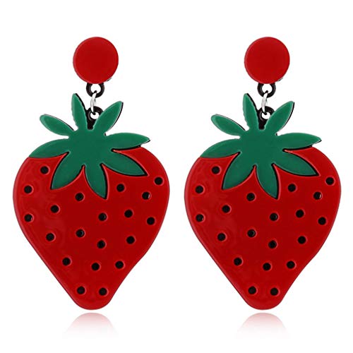 Shoresu Earrings, Fruit Ear Stud Creative Earrings Fashion Lemon Tomato Women Girls Jewelry Gifts - Strawberry