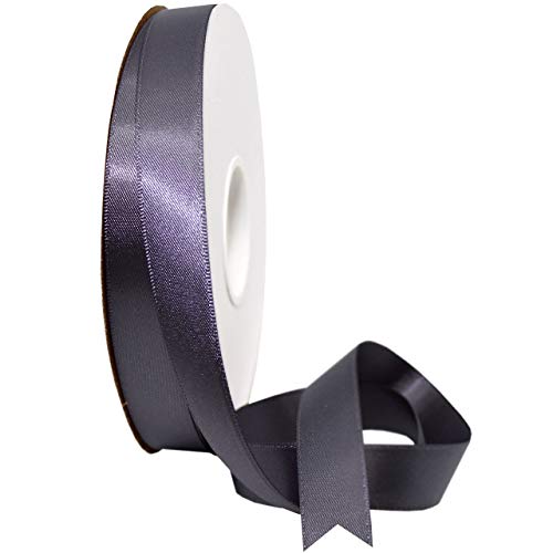 Image of Morex Ribbon 08816 /50-077 Double Face Satin Ribbon, 3 /8 inch x 50 Yd, Charcoal